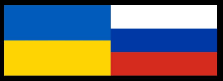Ukraine Flag and Russian Flag