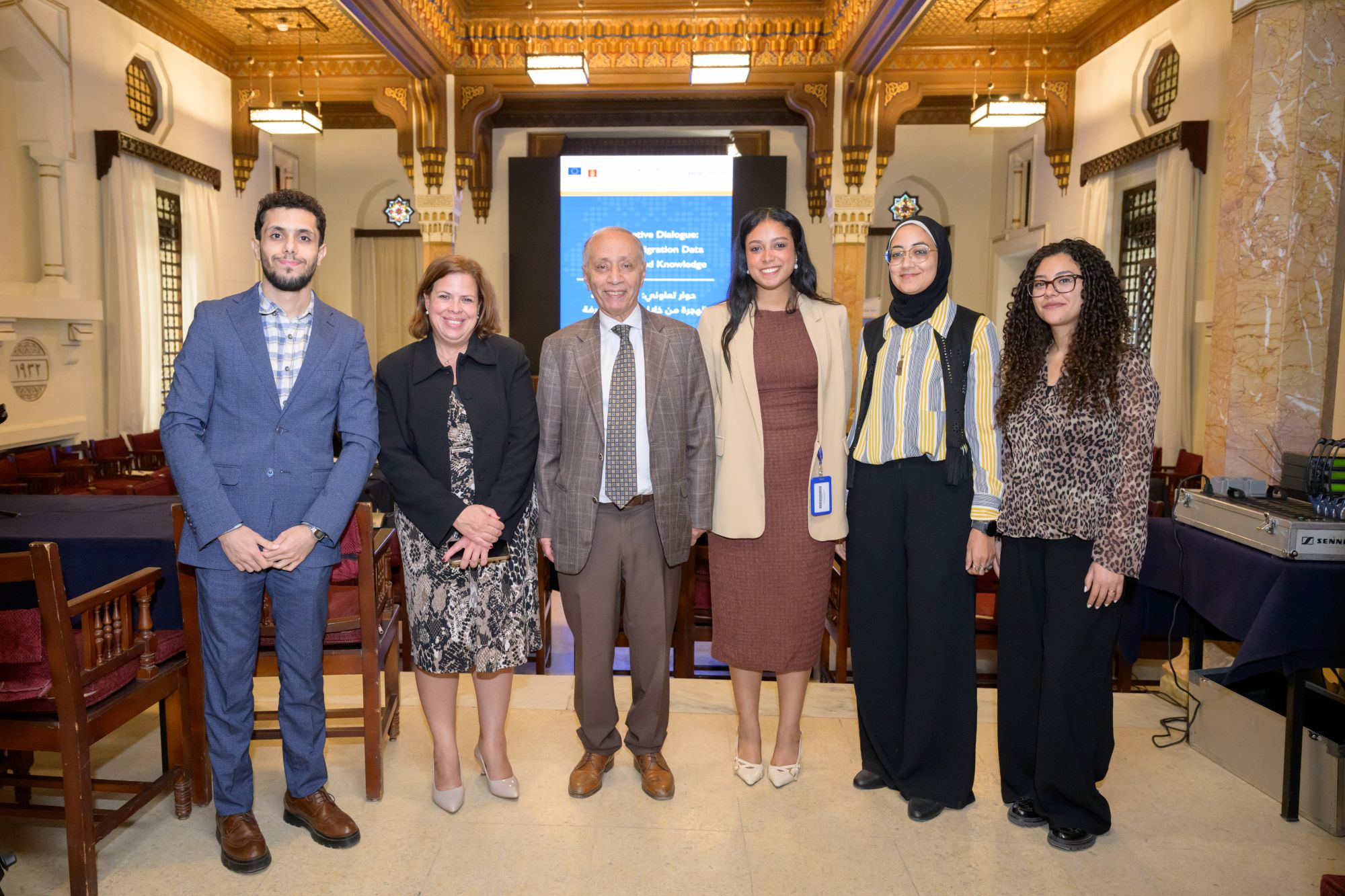 ehub members group photo in hall during an event