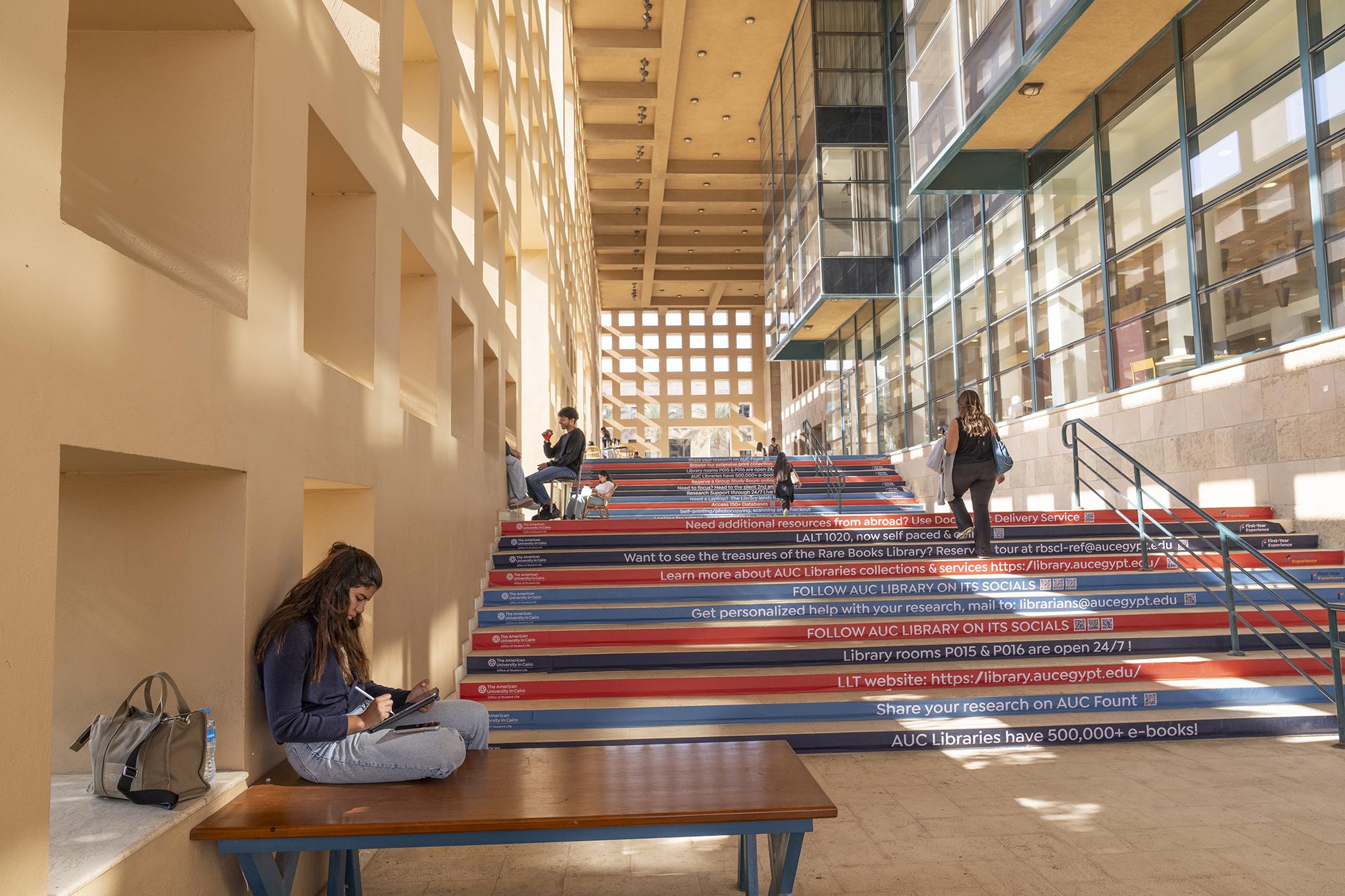 stairs outside of library 