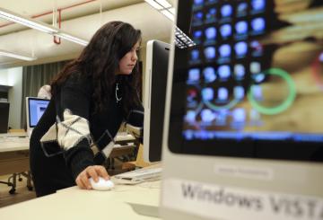 Girl in a computer lab