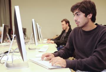 Student working on a computer