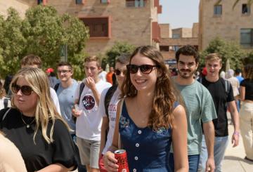 students walking on campus