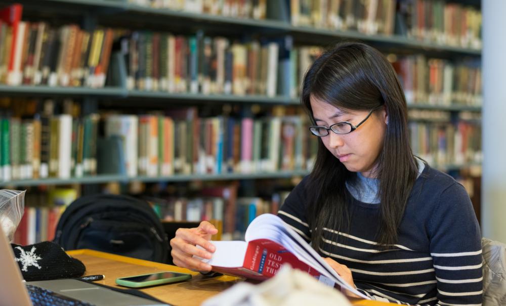 students studying in the library