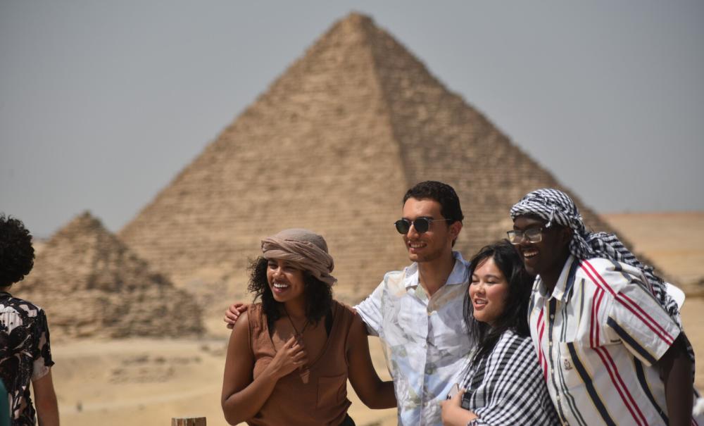 international students visiting the pyramids