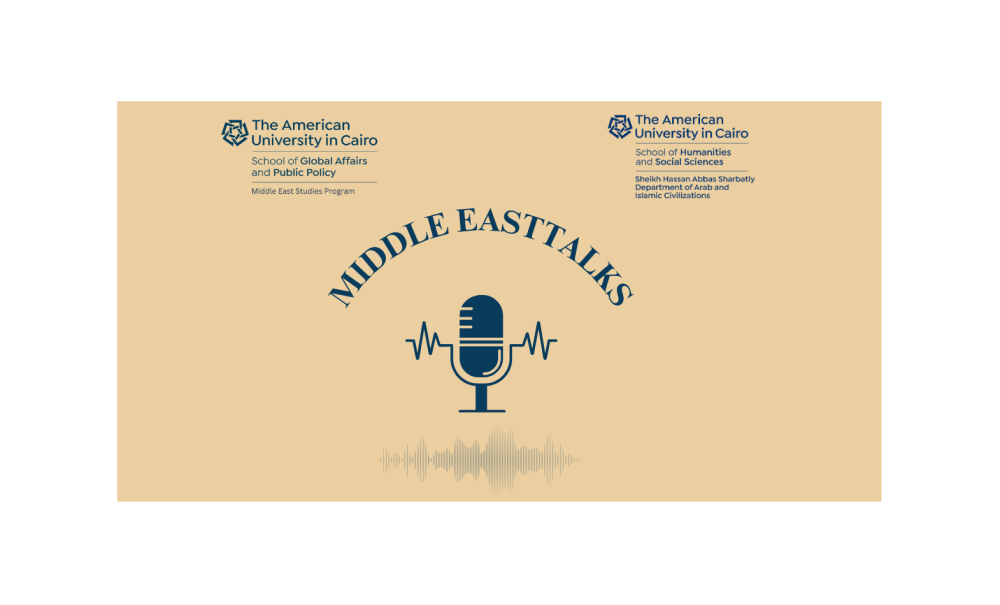 An icon of a microphone "Middle East Talks"