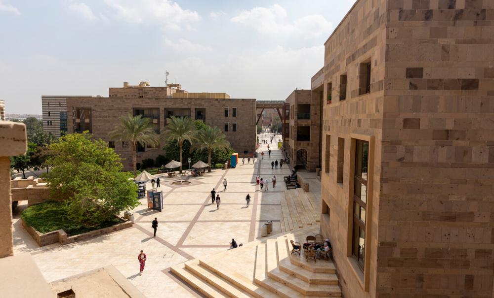 New cairo campus bird eye view outside the sciences and engineering building