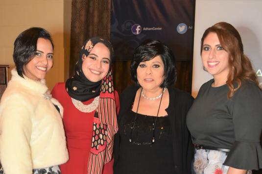 3 girls in an award ceremony with actress Isaad Younis