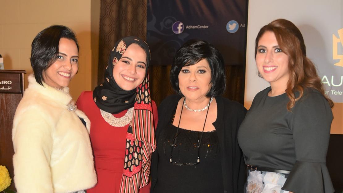 3 girls in an award ceremony with actress Isaad Younis