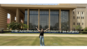 Sophie posing on campus