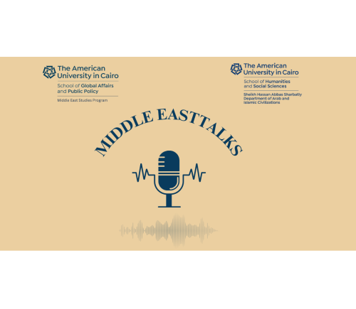 An icon of a microphone "Middle East Talks"