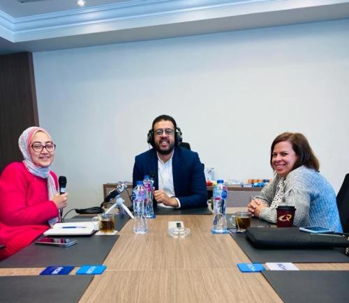 image of cmrs team working on a podcast as a group