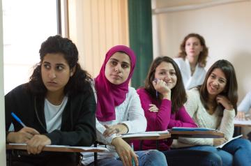 students attending a class