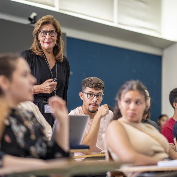 professor explaining in clasroom