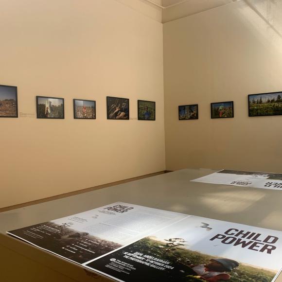 Photos on the wall at photo gallery exhibition